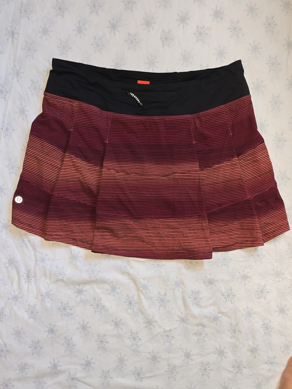 lululemon athletica Burgundy and Black Striped Skater Skirt with Wide Waistband